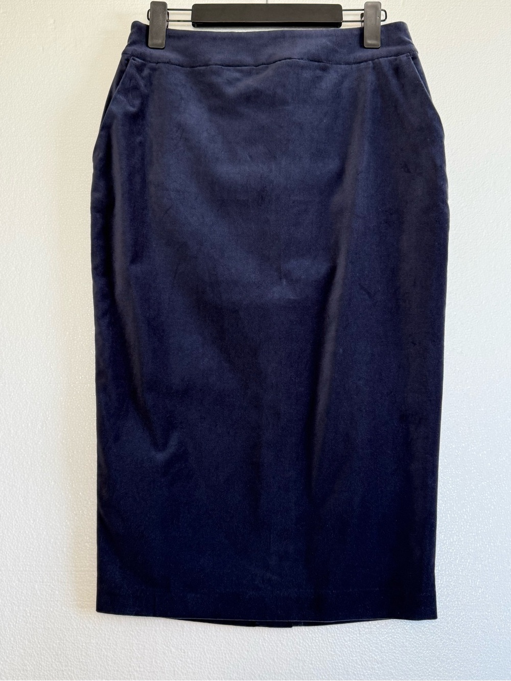 Boden Navy Velvet Midi Pencil Skirt Size 8 High Rise Fitted Office Classic NWT